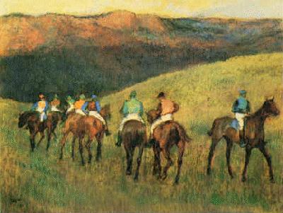 Edgar Degas Racehorses in Landscape